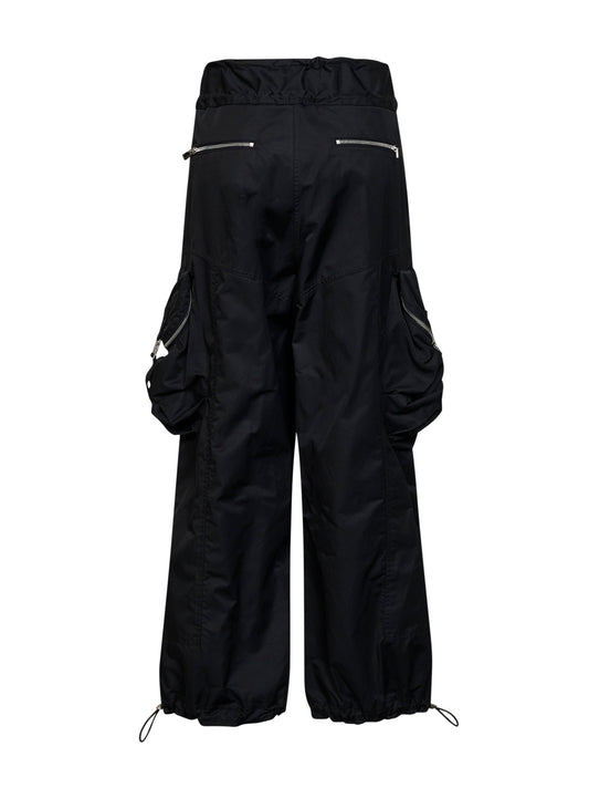 Pantaloni cargo in gabardina overdyed nera
