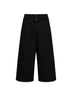 Black cotton denim double waistband cropped jeans