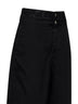 Black cotton denim double waistband cropped jeans