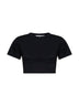 Black cotton jersey cropped T-shirt
