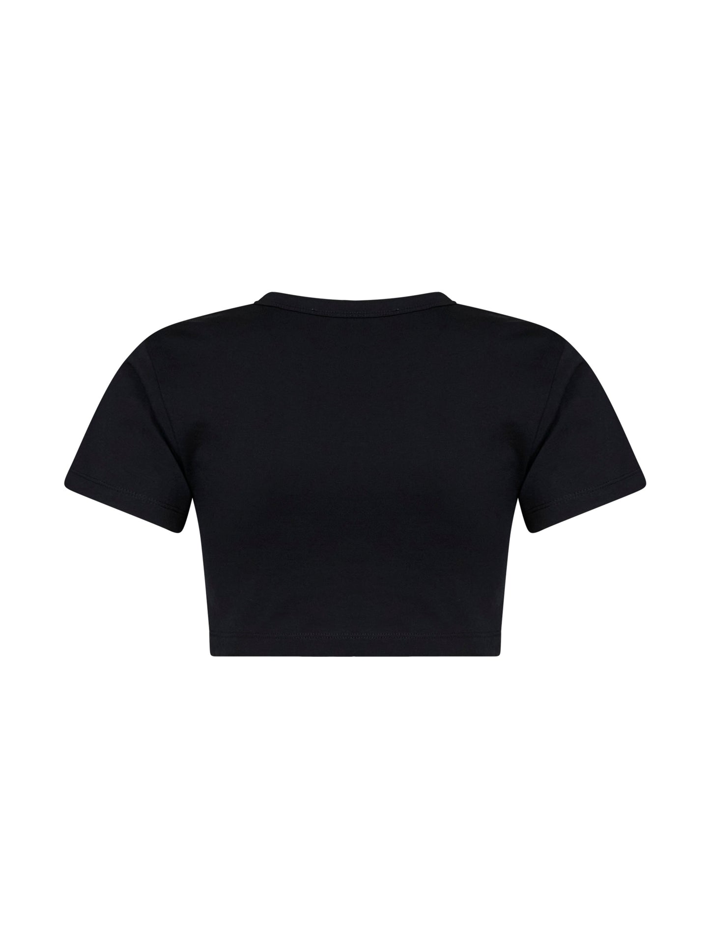 Black cotton jersey cropped T-shirt