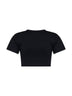 Black cotton jersey cropped T-shirt