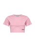 Light pink cotton jersey cropped T-shirt<BR/>
