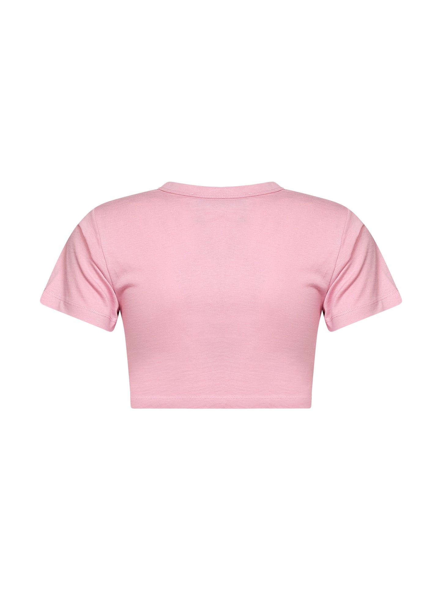 Light pink cotton jersey cropped T-shirt<BR/>