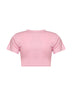 Light pink cotton jersey cropped T-shirt<BR/>