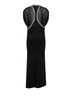 Black stretch crepe layered-effect maxi dress