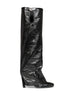 Black crackled leather "Leon" high boots