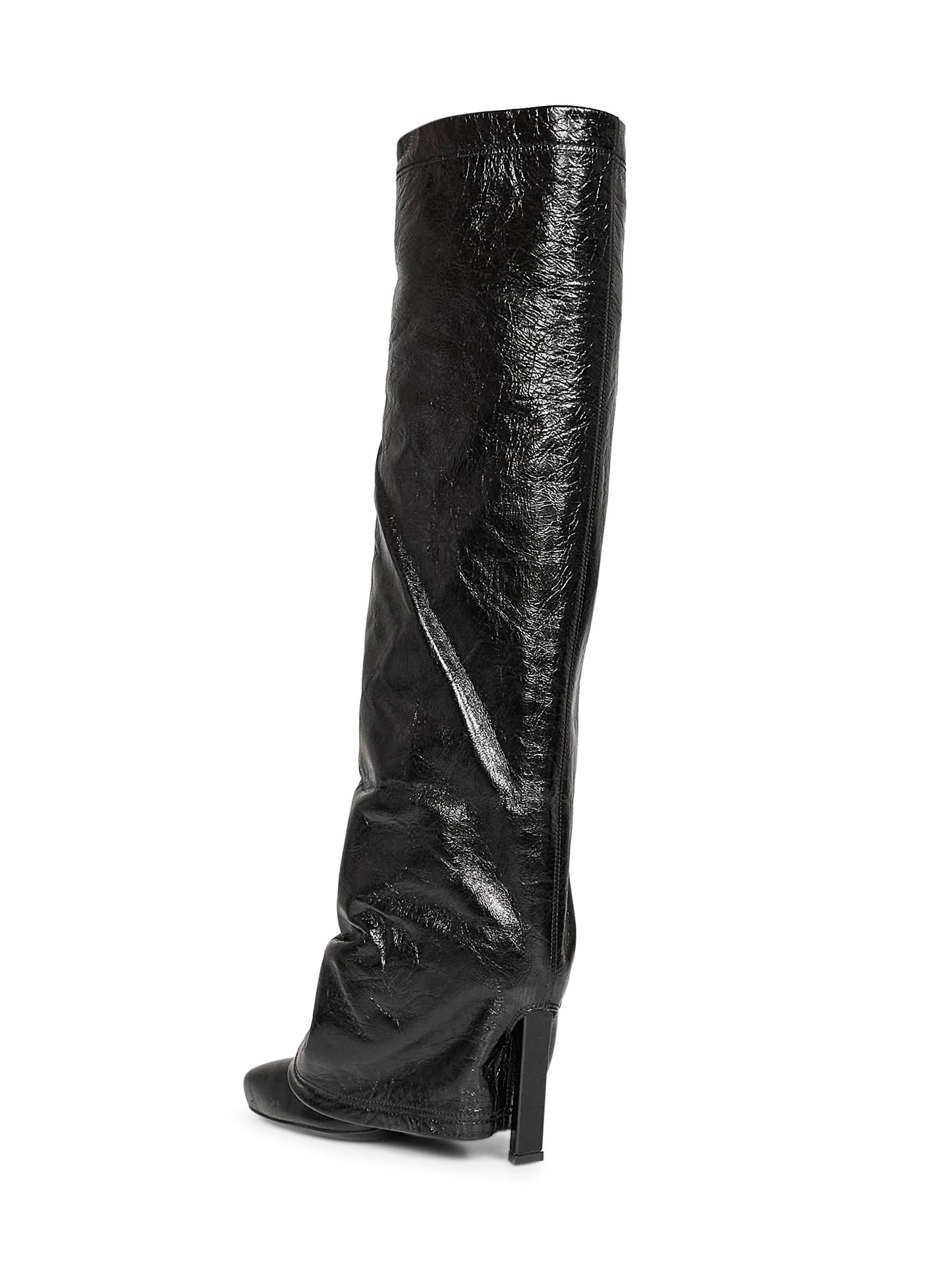 Black crackled leather "Leon" high boots