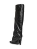 Black crackled leather "Leon" high boots