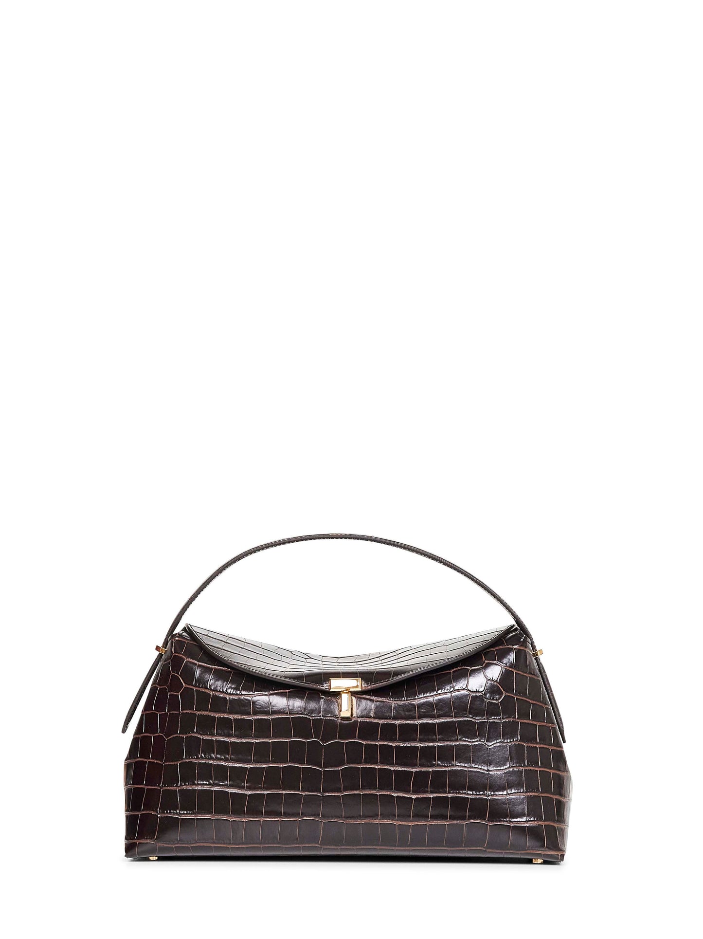 Borsa con manico T-lock marrone scuro