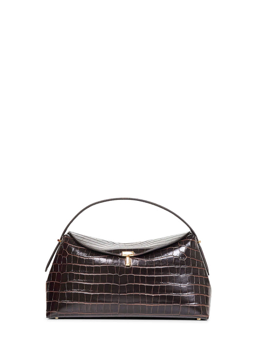 Borsa con manico T-lock marrone scuro