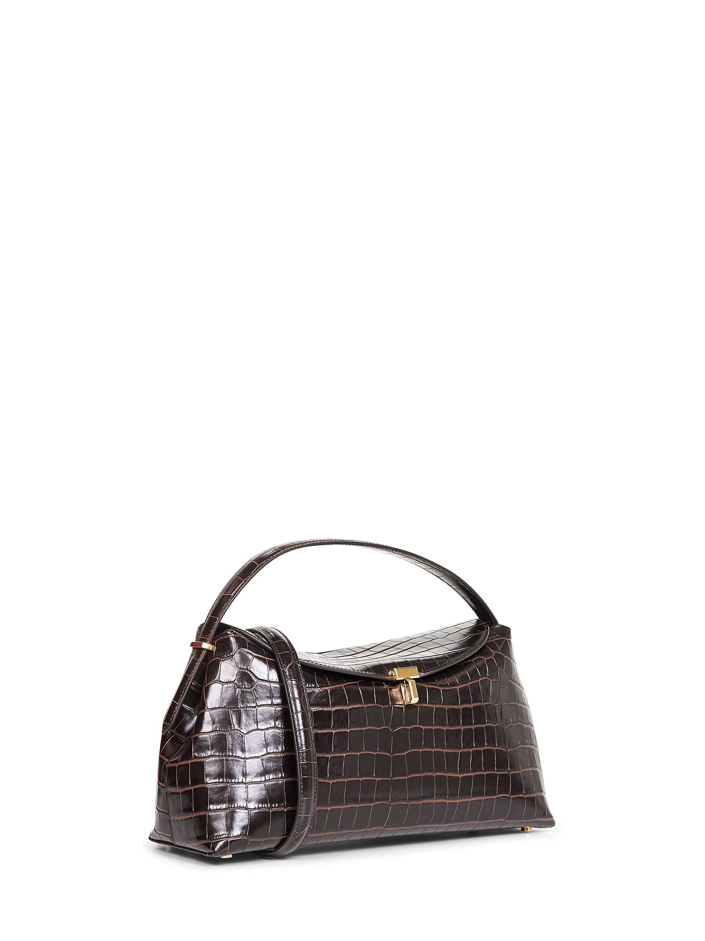 Borsa con manico T-lock marrone scuro