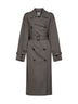 Taupe crisp cotton blend double-breasted trench coat