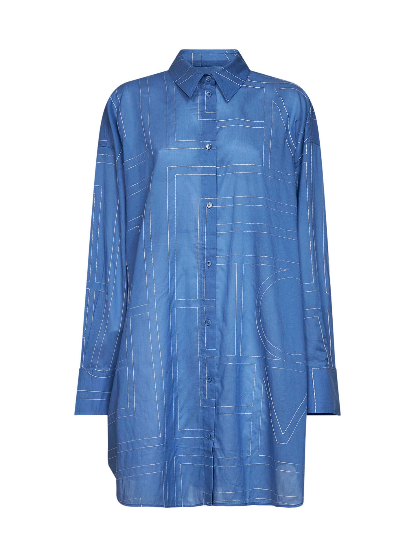 Cobalt voile monogram long summer shirt