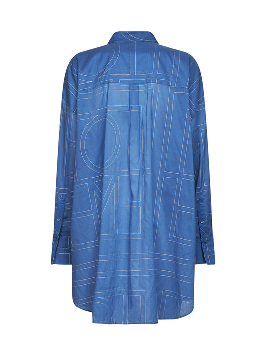 Cobalt voile monogram long summer shirt
