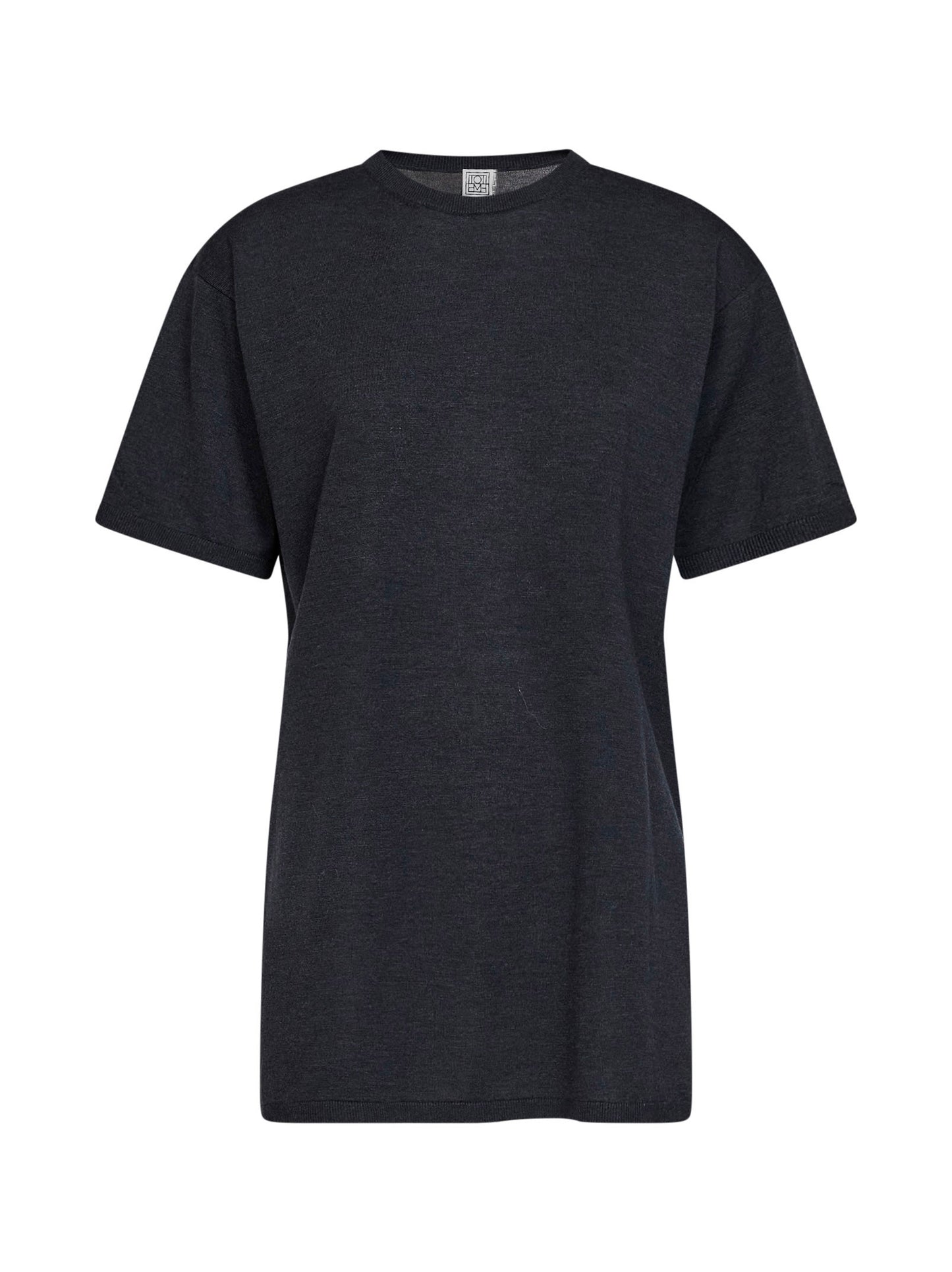 T-shirt oversize in maglia di lyocell e cashmere carbone melange