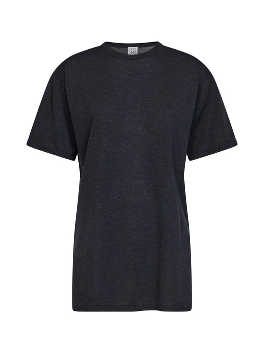 T-shirt oversize in maglia di lyocell e cashmere carbone melange