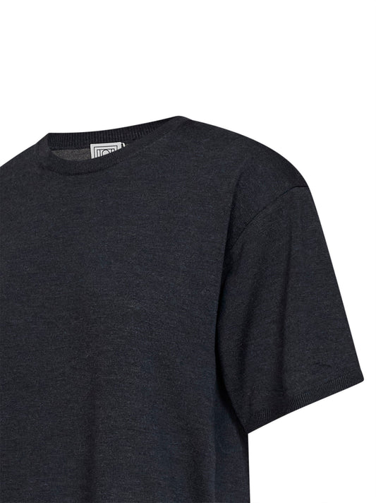 T-shirt oversize in maglia di lyocell e cashmere carbone melange