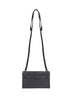 Black belted crossbody bag