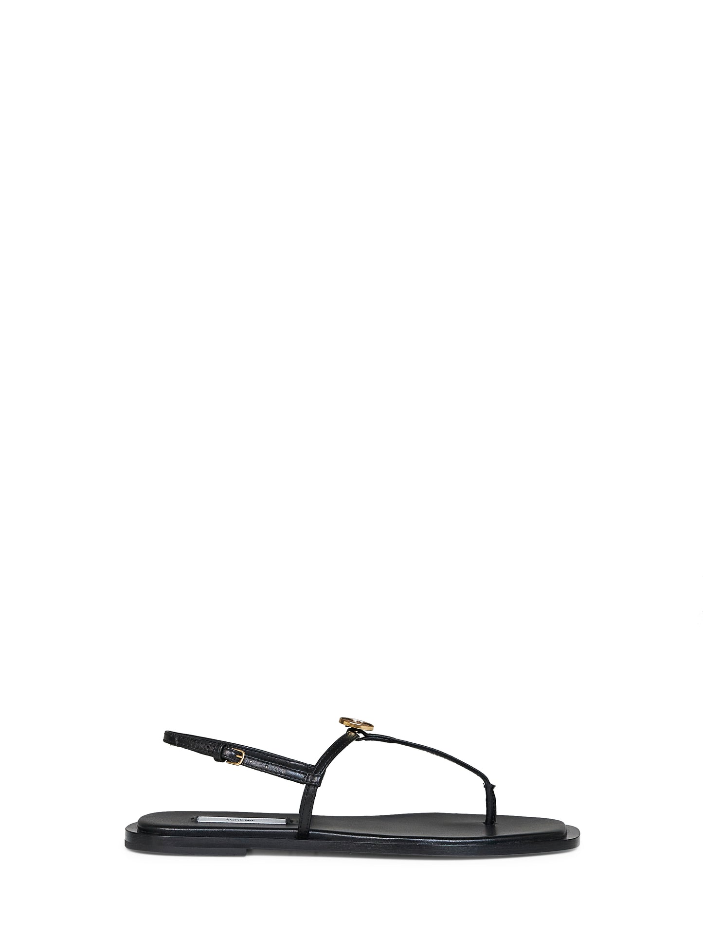 Sandali infradito in nappa nera con cinturino a T