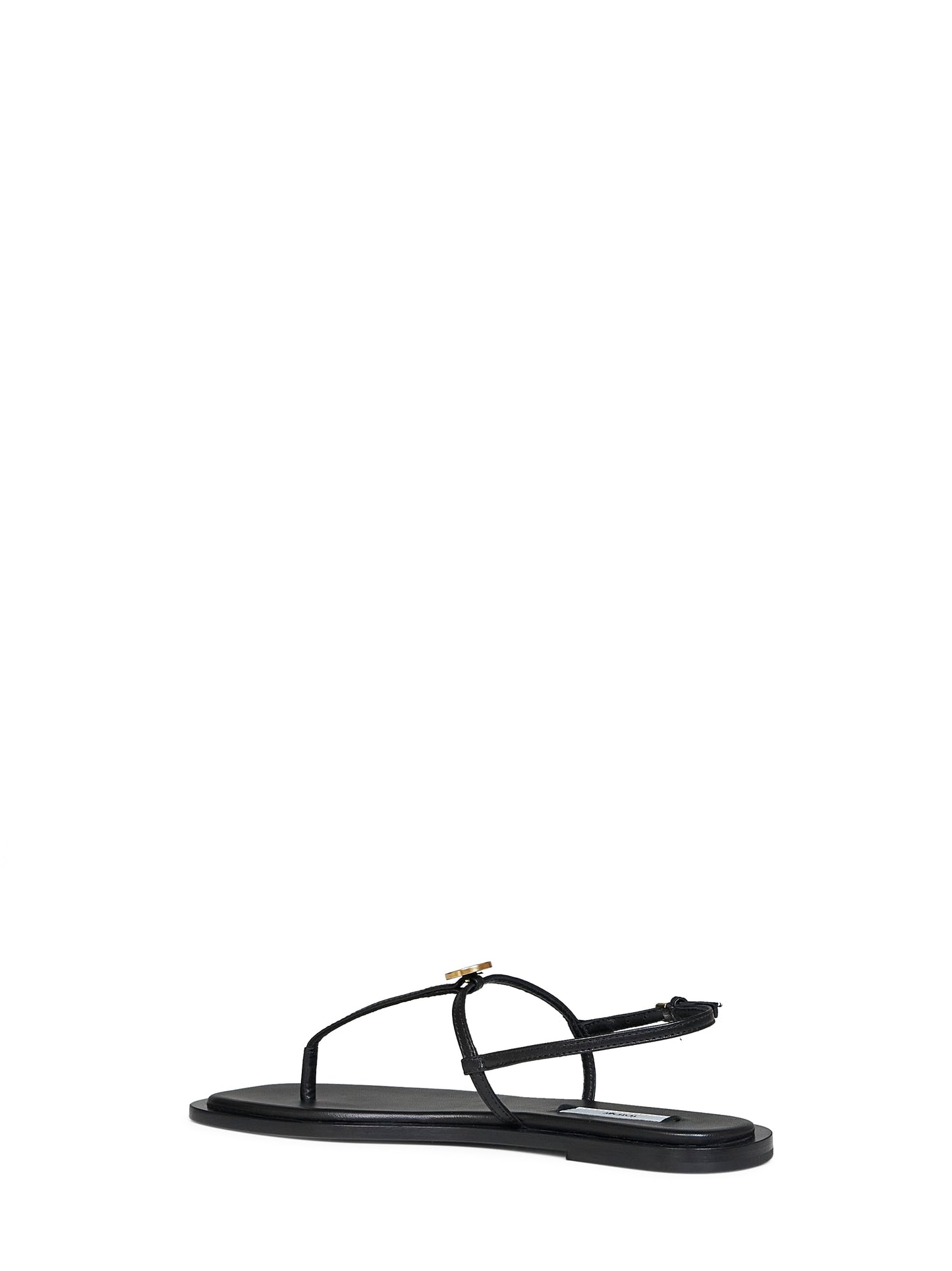 Sandali infradito in nappa nera con cinturino a T