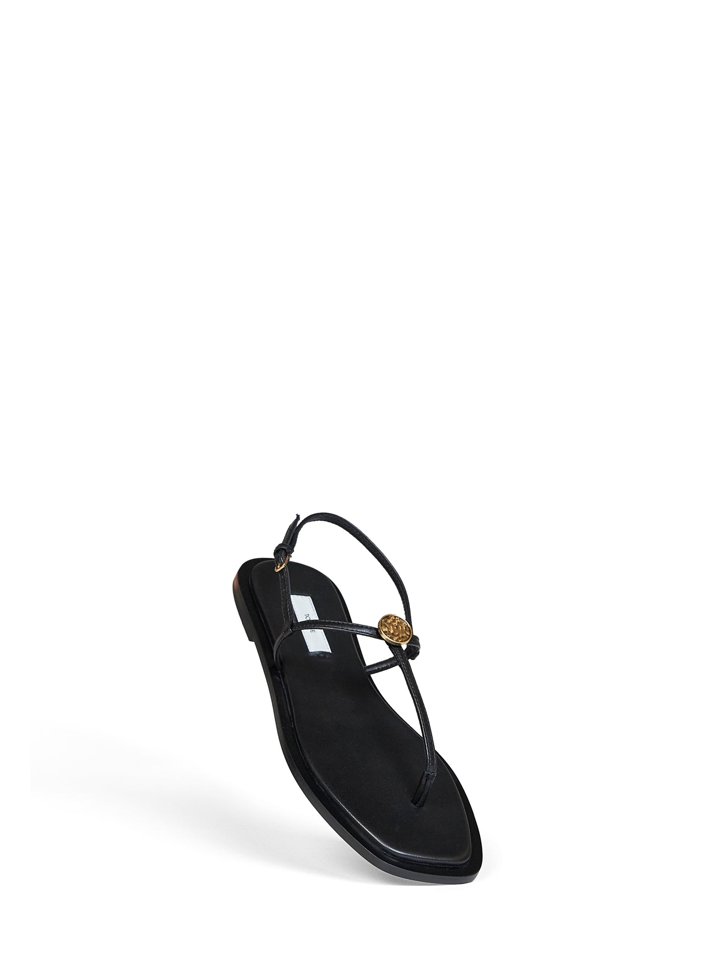 Sandali infradito in nappa nera con cinturino a T