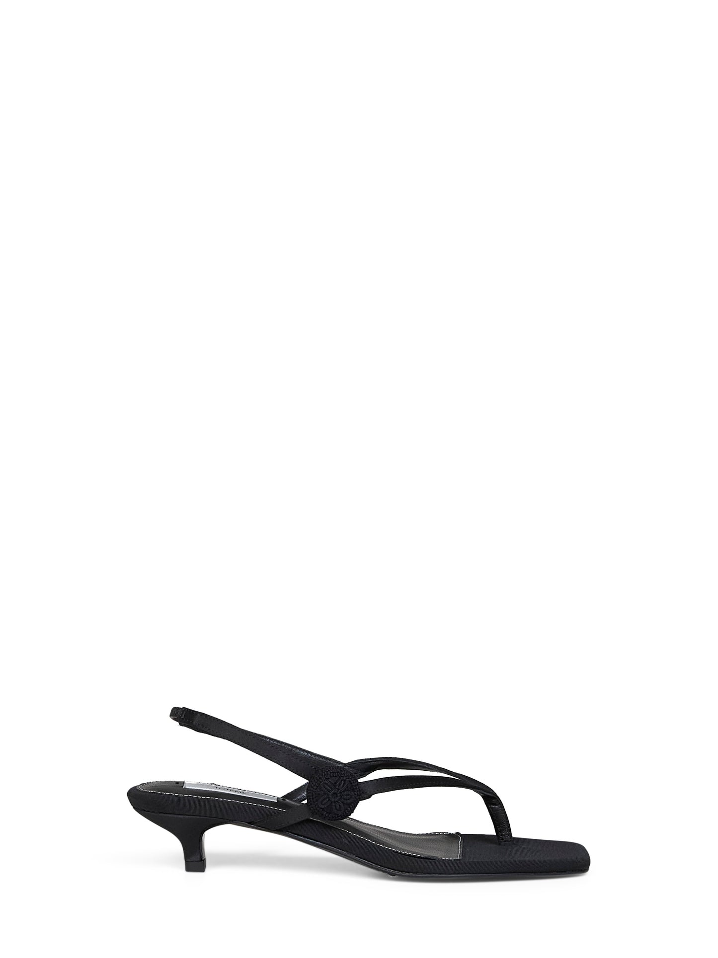 Black satin flip flops slingback sandals