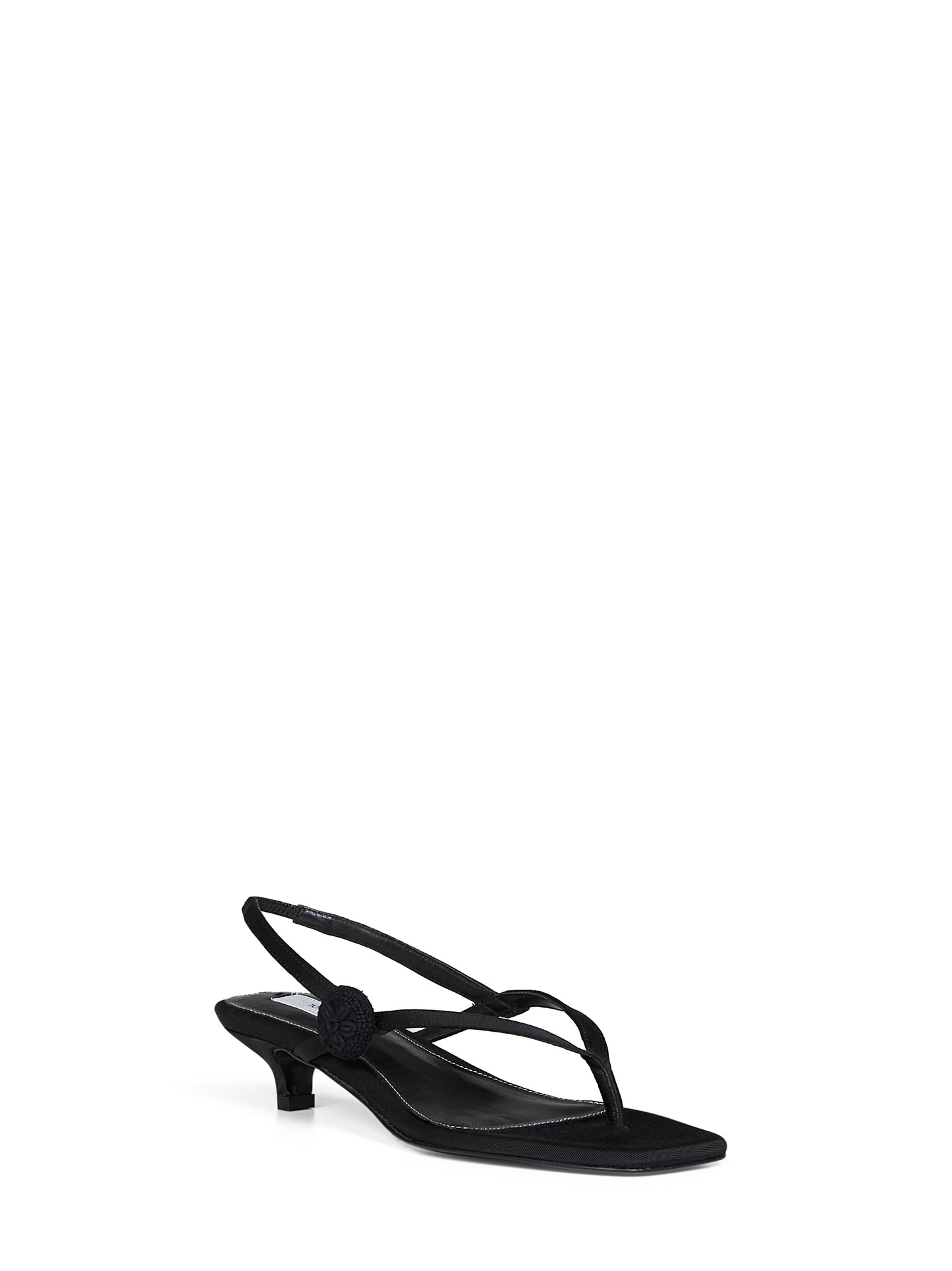 Black satin flip flops slingback sandals