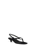 Black satin flip flops slingback sandals