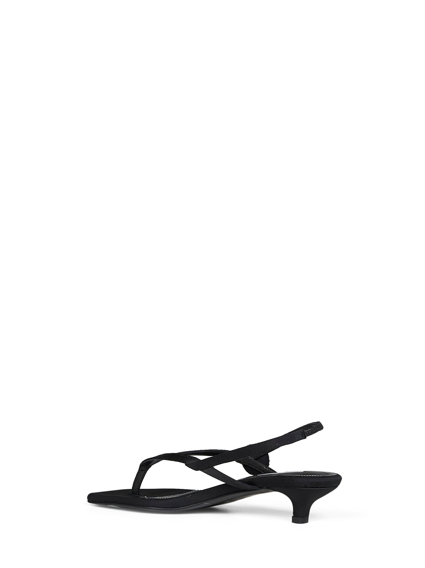 Black satin flip flops slingback sandals