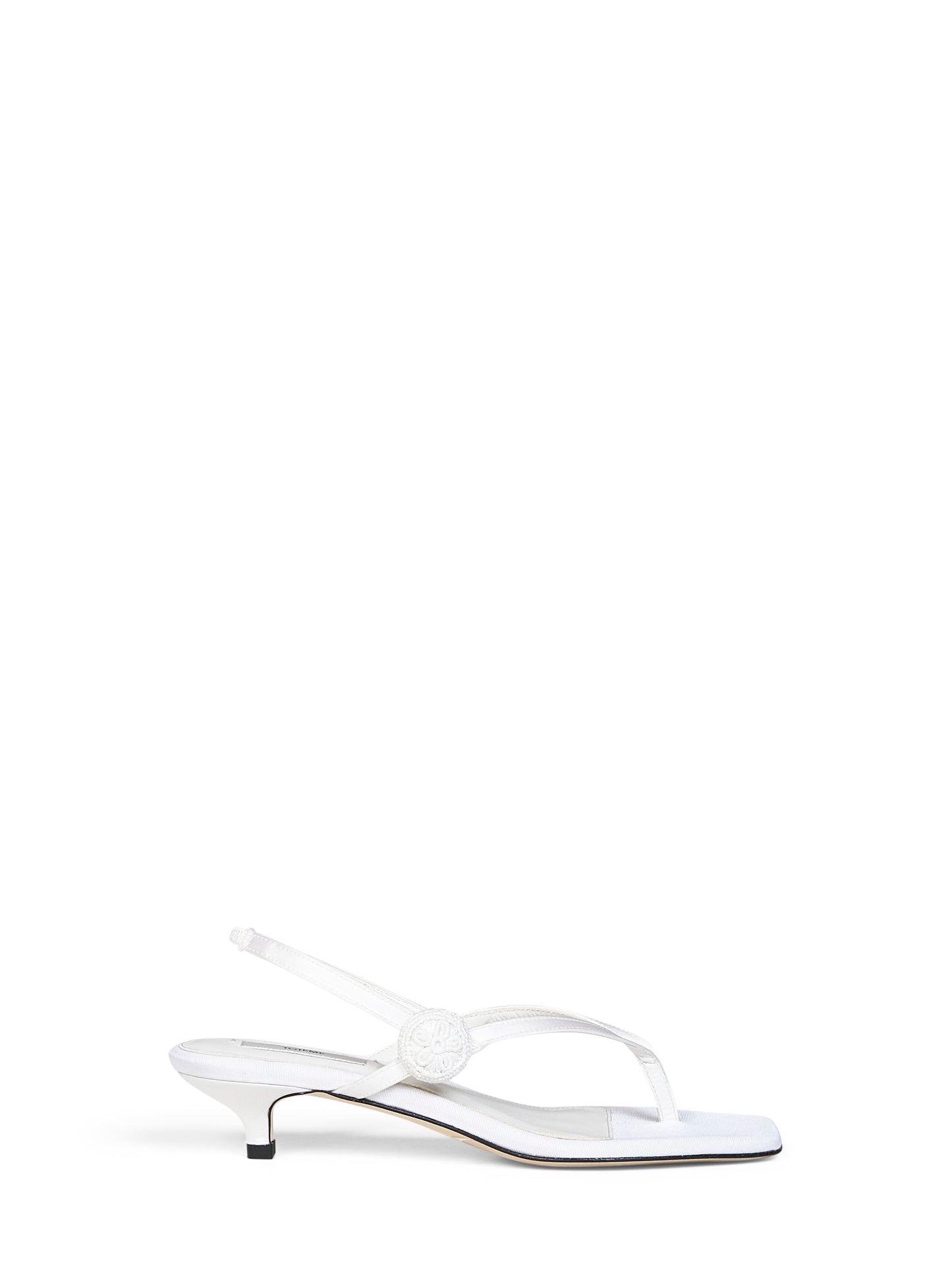 Sandali slingback infradito in raso ecrù