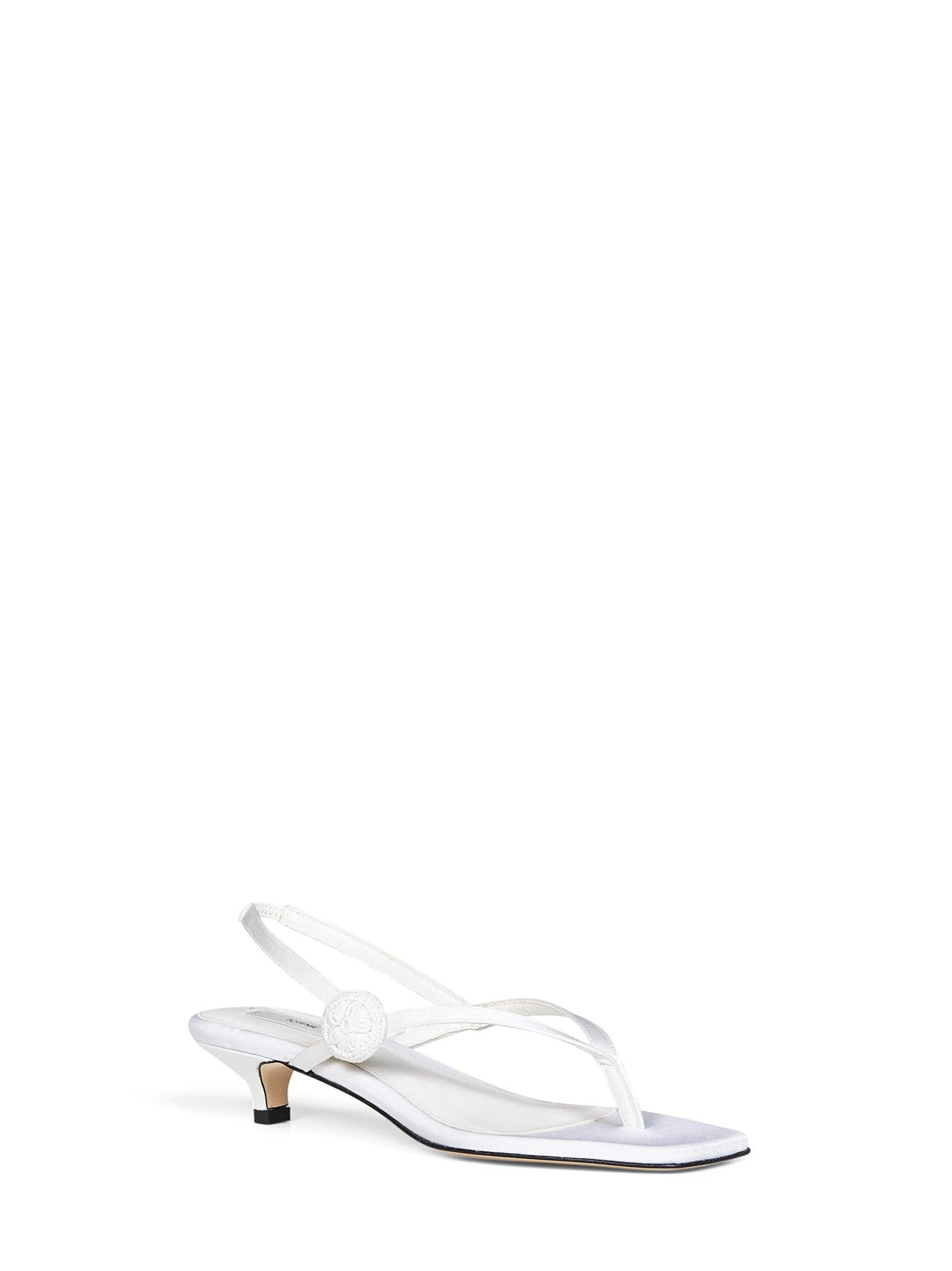 Sandali slingback infradito in raso ecrù