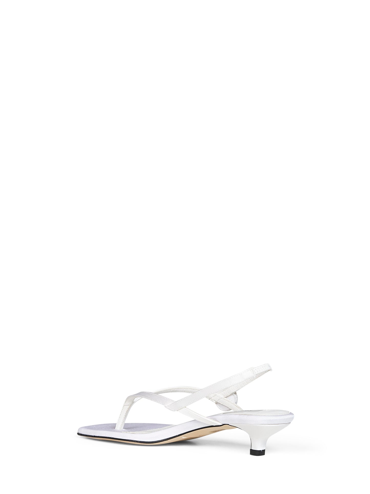 Sandali slingback infradito in raso ecrù