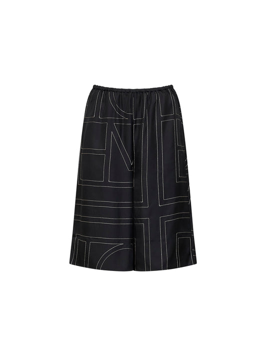 Black monogram silk pj culottes