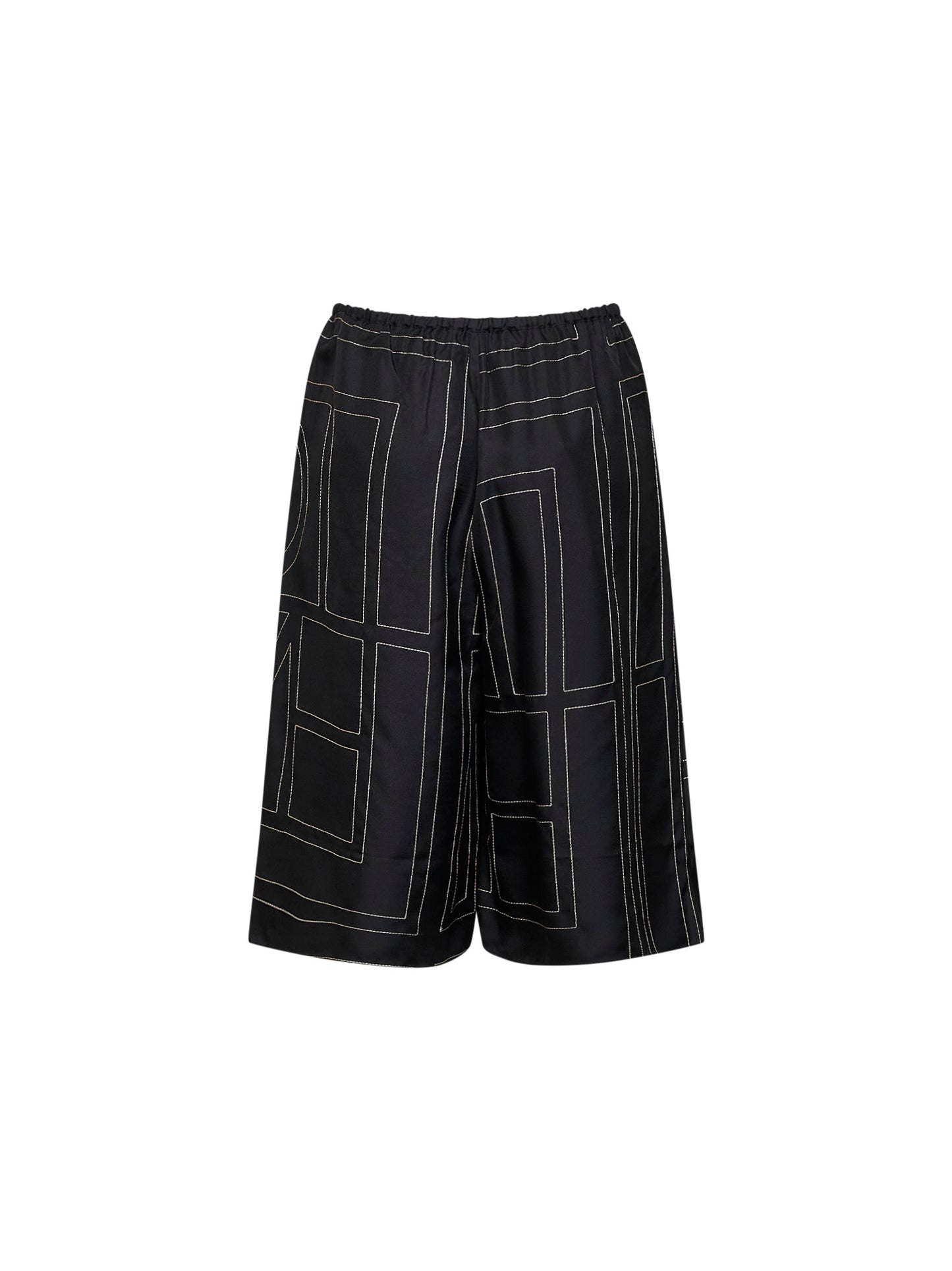 Pantaloni culotte stile pigiama in seta monogram nera