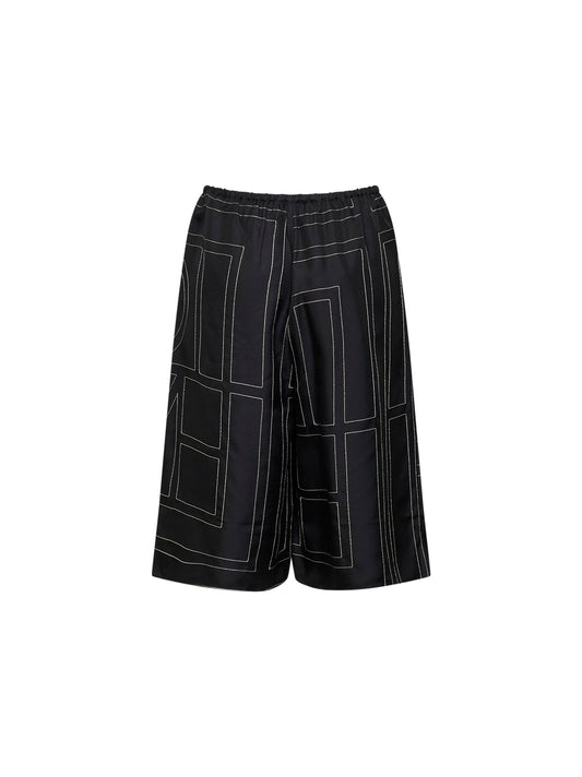 Black monogram silk pj culottes