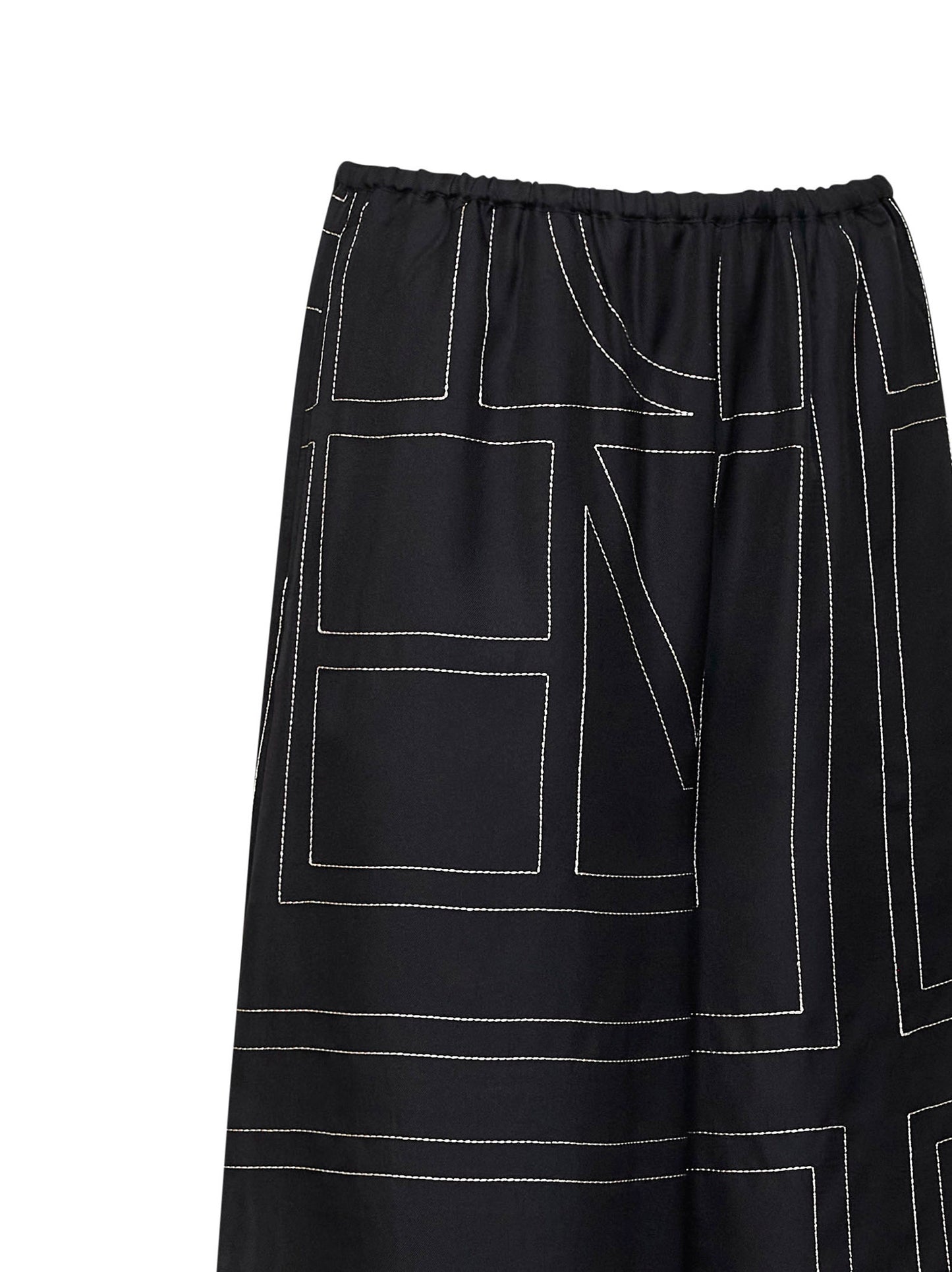Pantaloni culotte stile pigiama in seta monogram nera