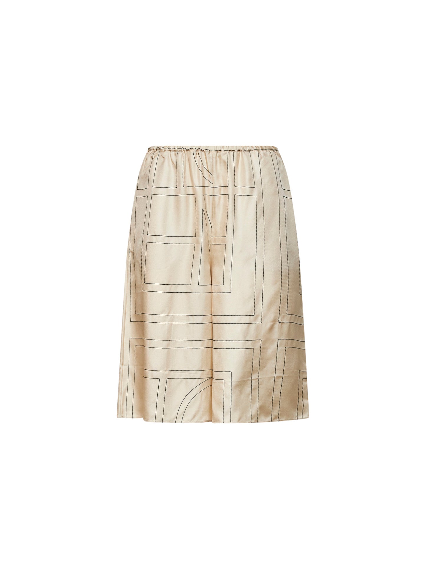 Pantaloni culotte stile pigiama in seta monogram avorio