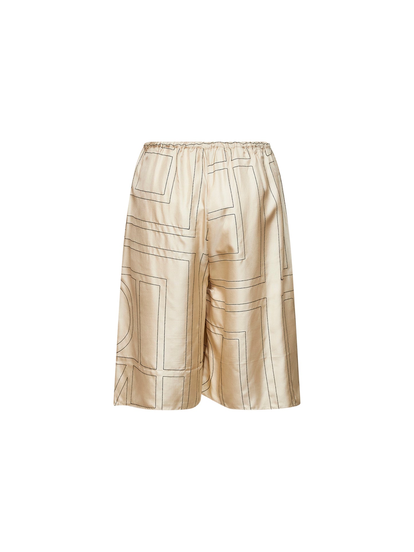 Pantaloni culotte stile pigiama in seta monogram avorio