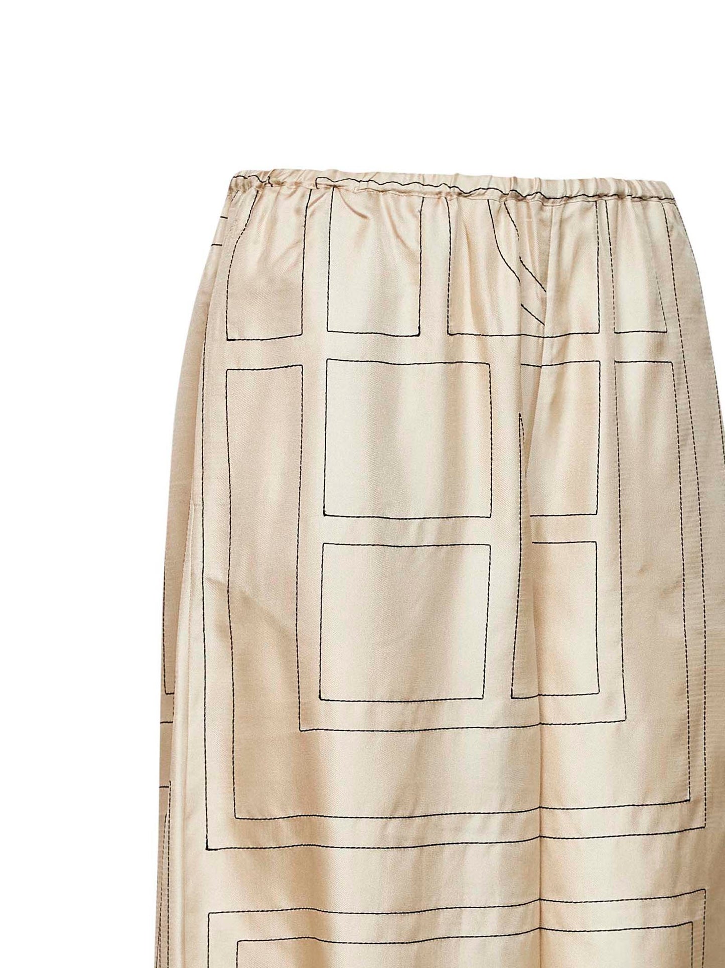 Pantaloni culotte stile pigiama in seta monogram avorio