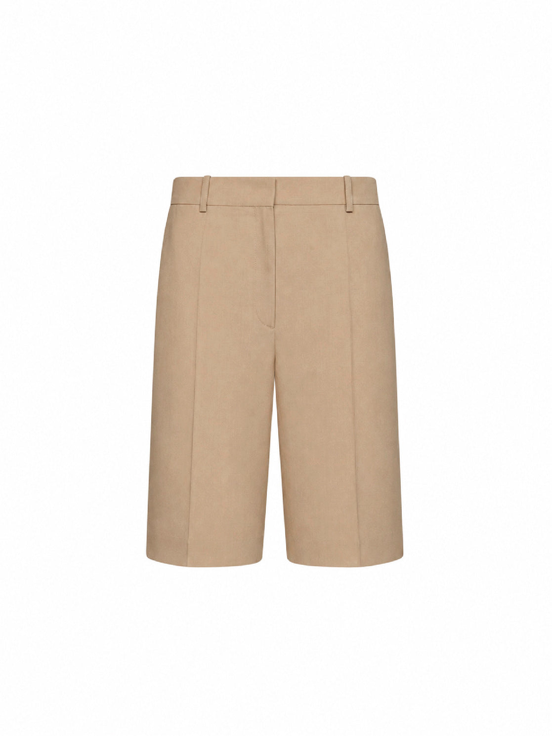 Overcast beige wool blend wide tailored shorts