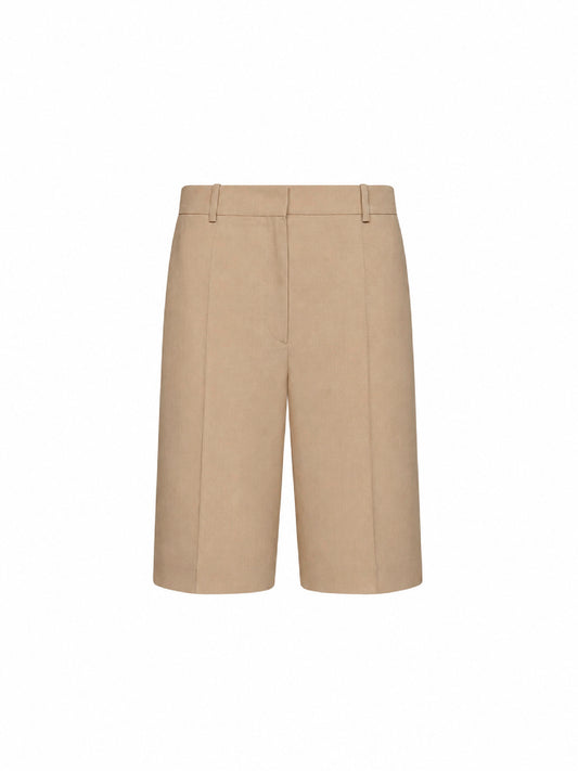 Shorts sartoriali ampi in misto lana beige