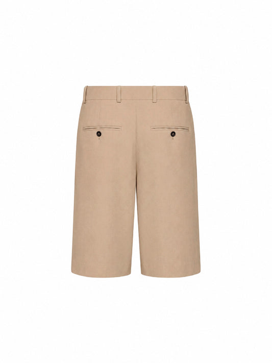 Shorts sartoriali ampi in misto lana beige