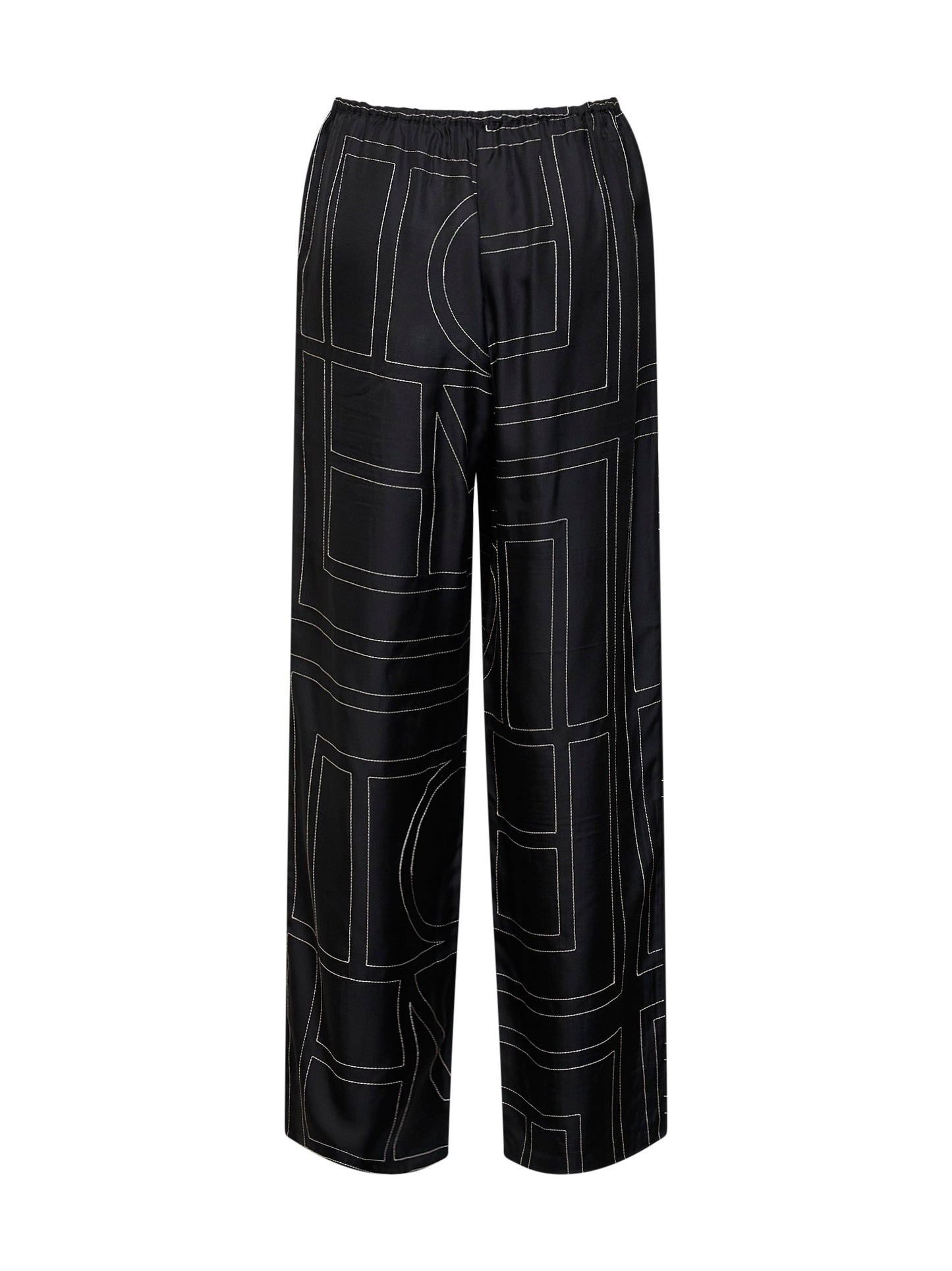 Pantaloni stile pigiama in seta monogram nera