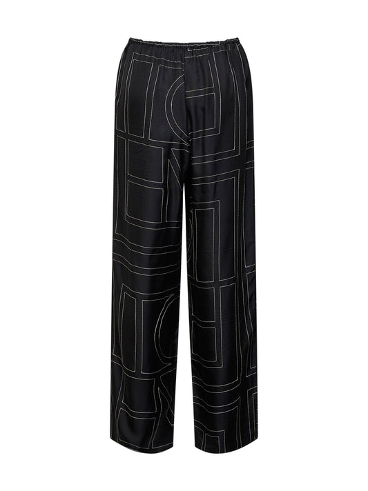 Black monogram silk pj trousers
