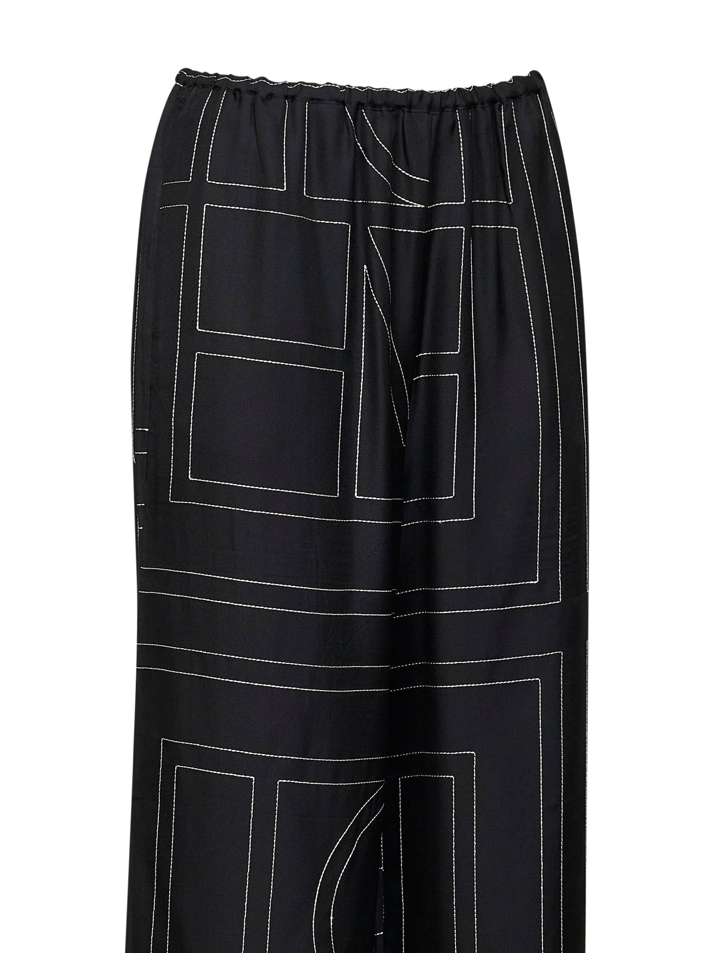 Pantaloni stile pigiama in seta monogram nera