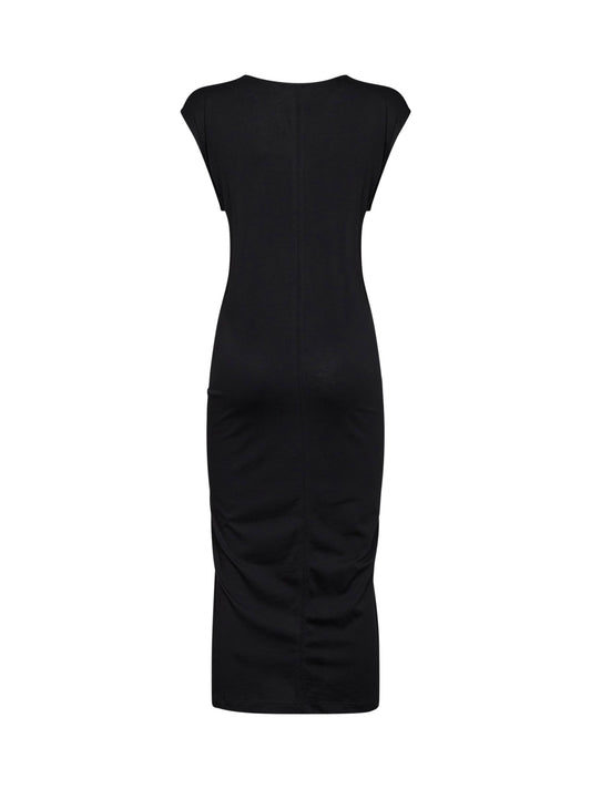 Black jersey tie-waist midi dress