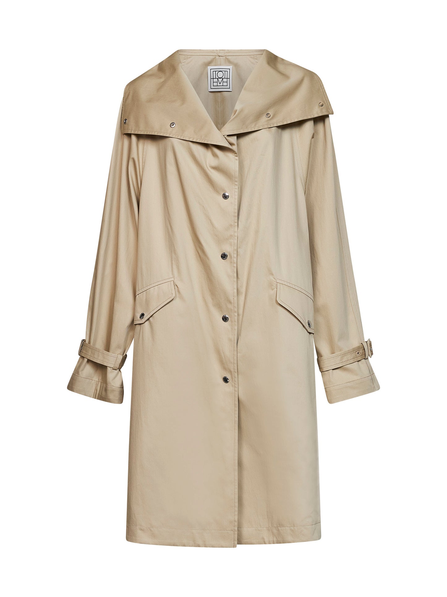 Beige cotton oversized trench coat