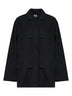 Black cotton blend drawstring utility jacket