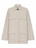 Oyster cotton blend drawstring utility jacket